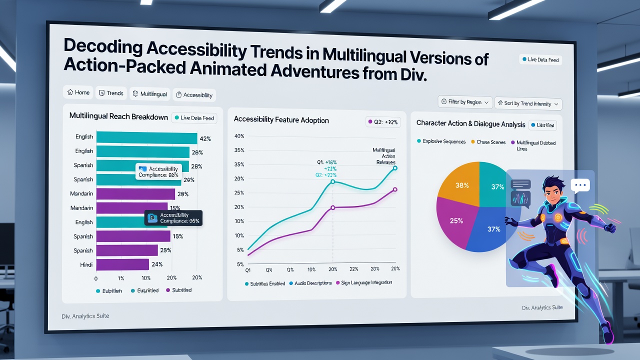 Behind-the-scenes view of multilingual dubbing and caption editing for animated adventure films