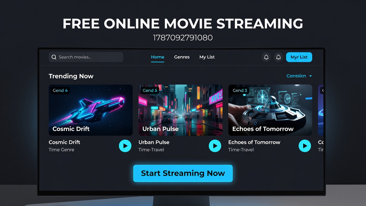 User accessing free movie streaming service on a laptop in a home setting