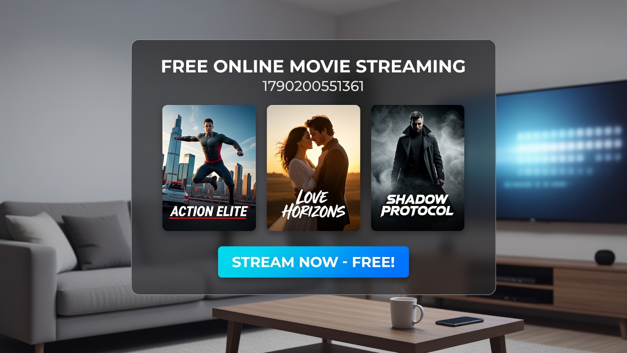 Multiple users accessing movie streaming apps on smartphones and tablets in a shared space