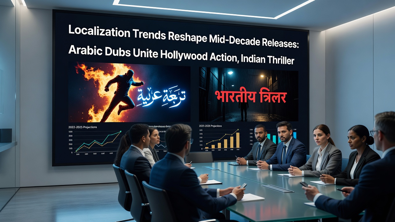 Animated drama scenes from recent releases shown with Arabic audio options on a streaming interface
