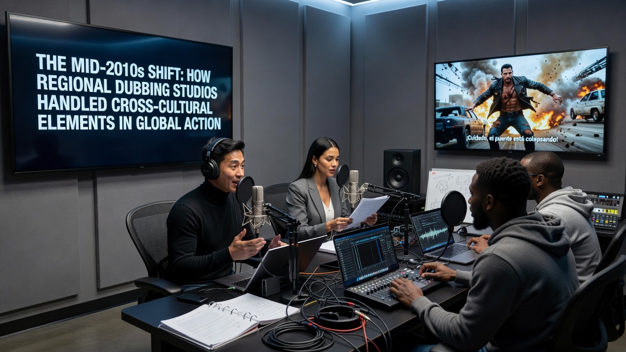 Dubbing artists reviewing cross-cultural adjustments for thriller and action sequences in Arabic versions